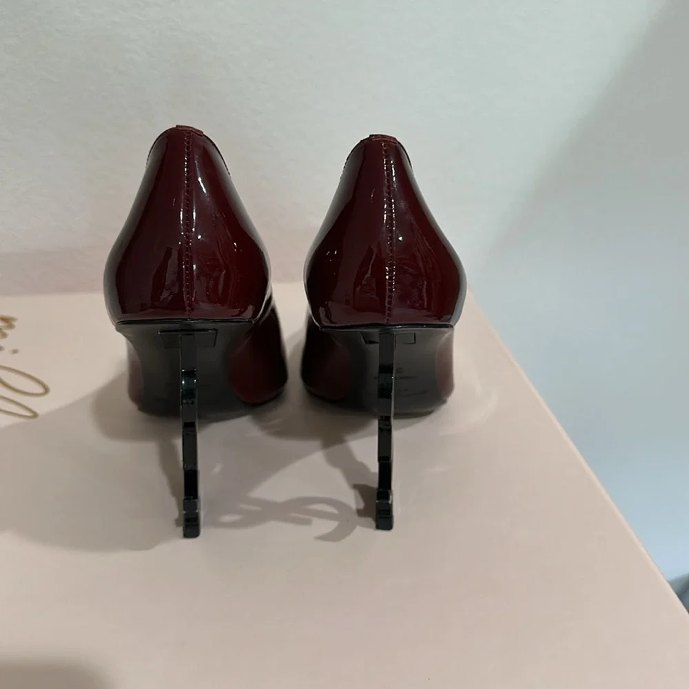 SAINT LAURENT OPYUM PUMPS IN PATENT LEATHER IN BURGUNDY - Picture 5 of 7